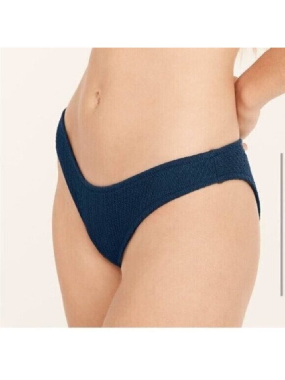 NWT J.Crew Blue Textured Curved-Waist Cheeky Bikini Bottom Size Small